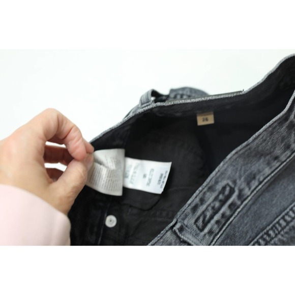 Citizens of Humanity Womens Straight Cropped Jeans 26 Buttoned Faded Black Denim - Picture 6 of 8